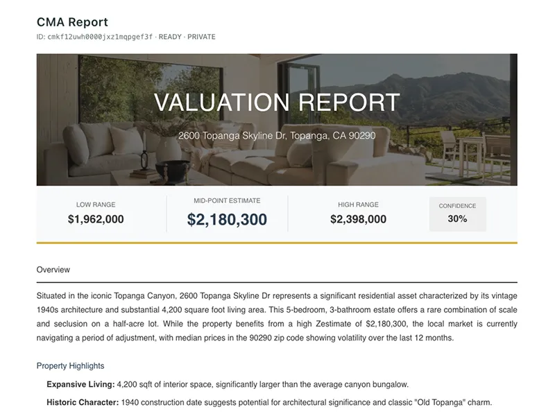 Professional CMA report